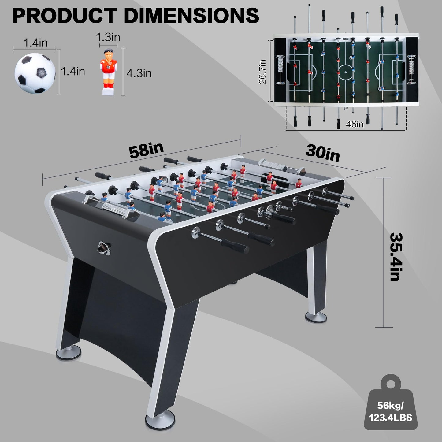 58" Foosball Table – Indoor Soccer Game