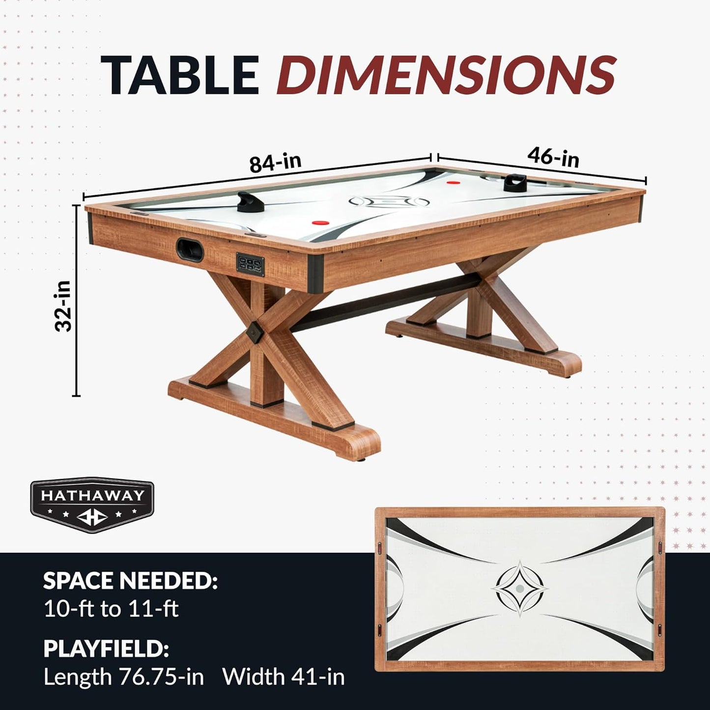 Hathaway 84" Air Hockey Table – Oak