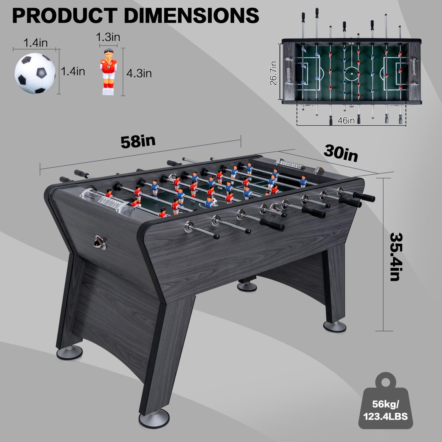 58" Foosball Table – Indoor Soccer Game