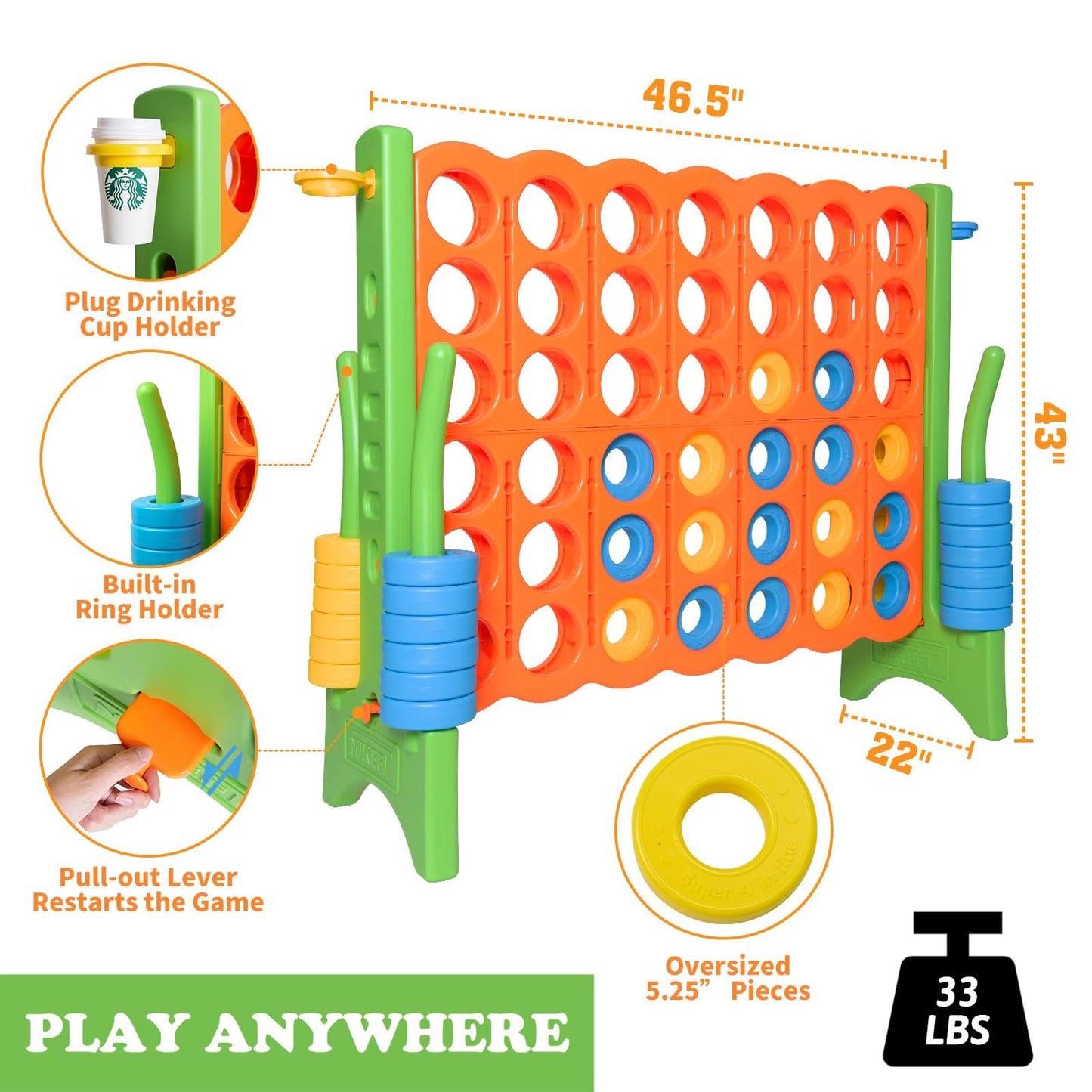 Jumbo 4-in-Row Game Set – 42 Rings