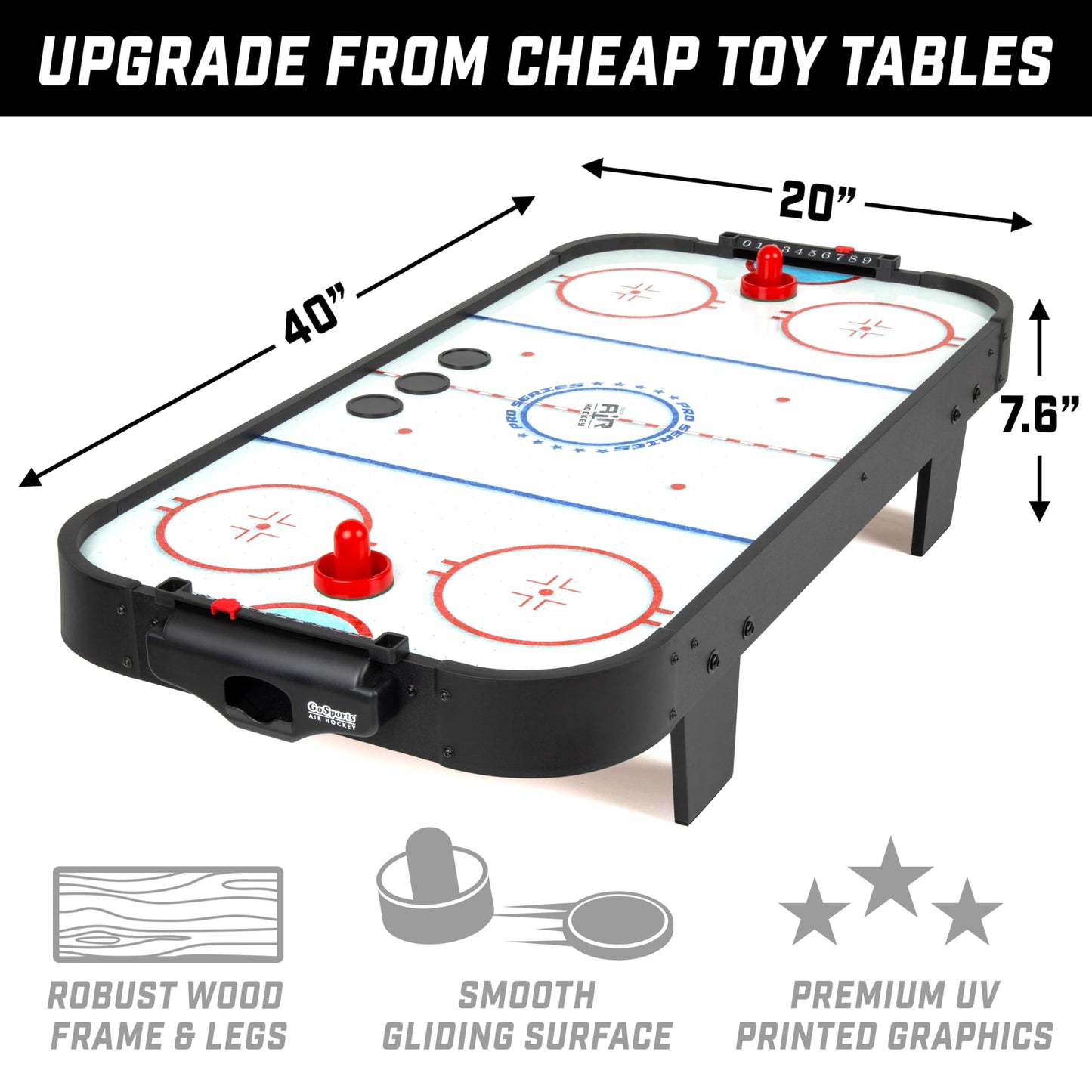 GoSports 40" Tabletop Air Hockey – AC Powered
