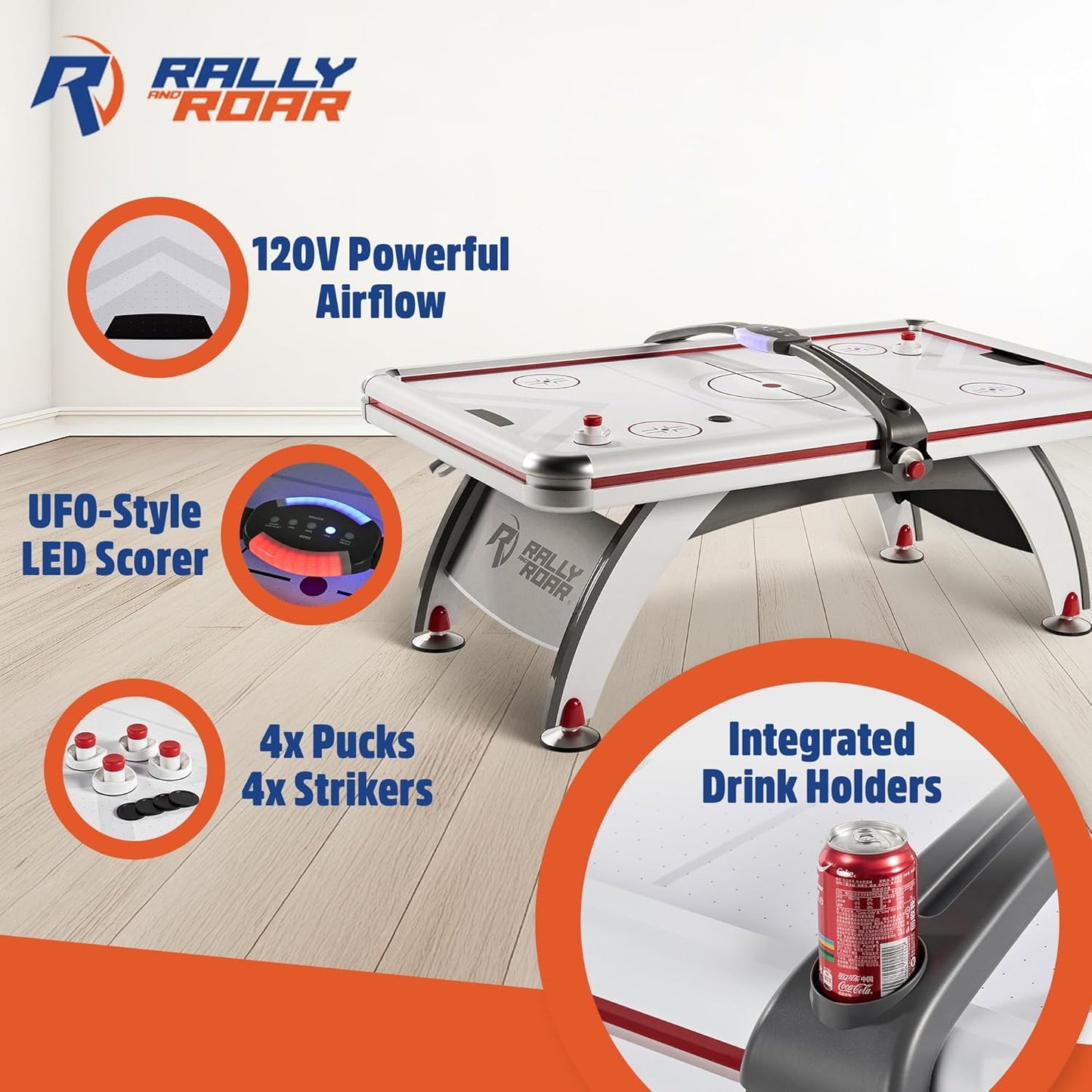Air Hockey 84 Inch Table with LED Scorer, Indoor Arcade Game