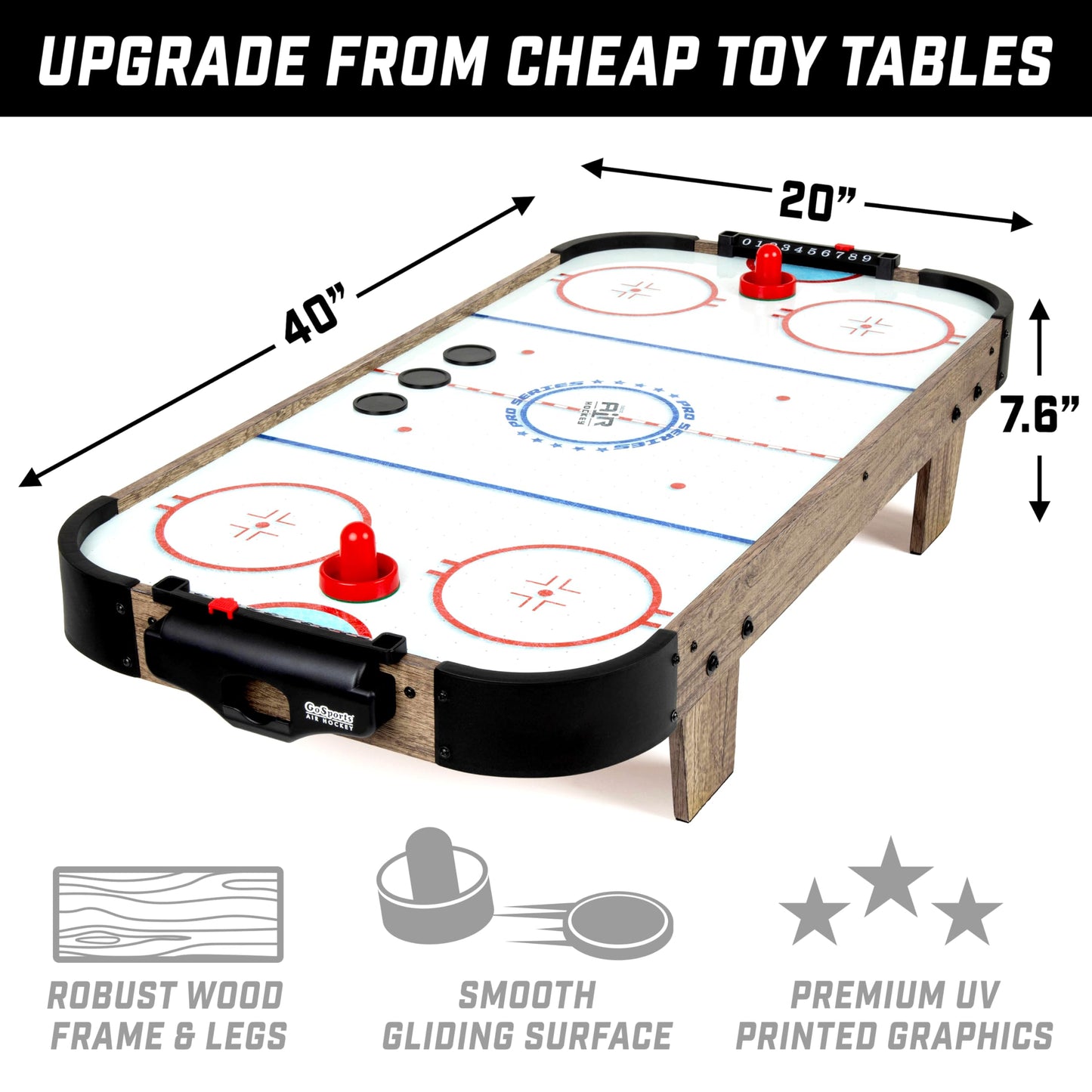 GoSports 40" Tabletop Air Hockey – AC Powered