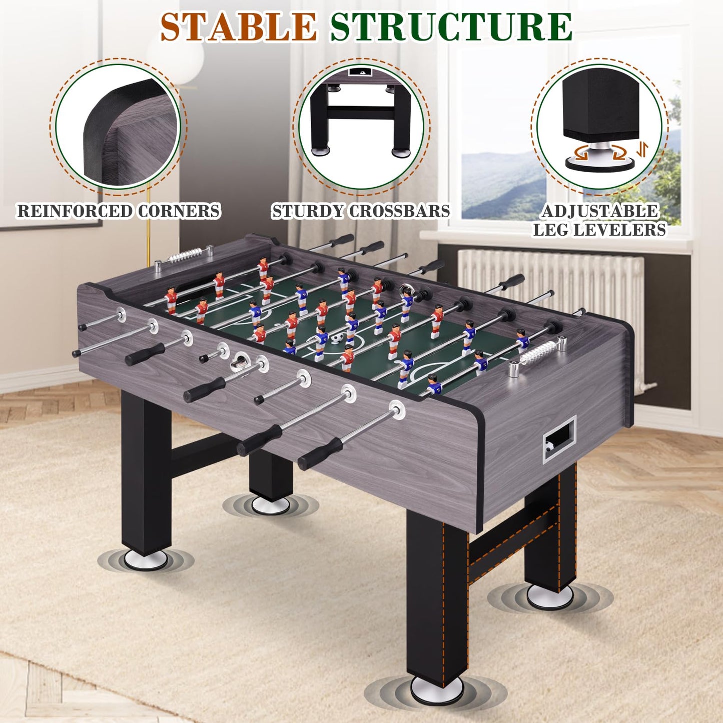 Full-Size Foosball Table with 2 Balls