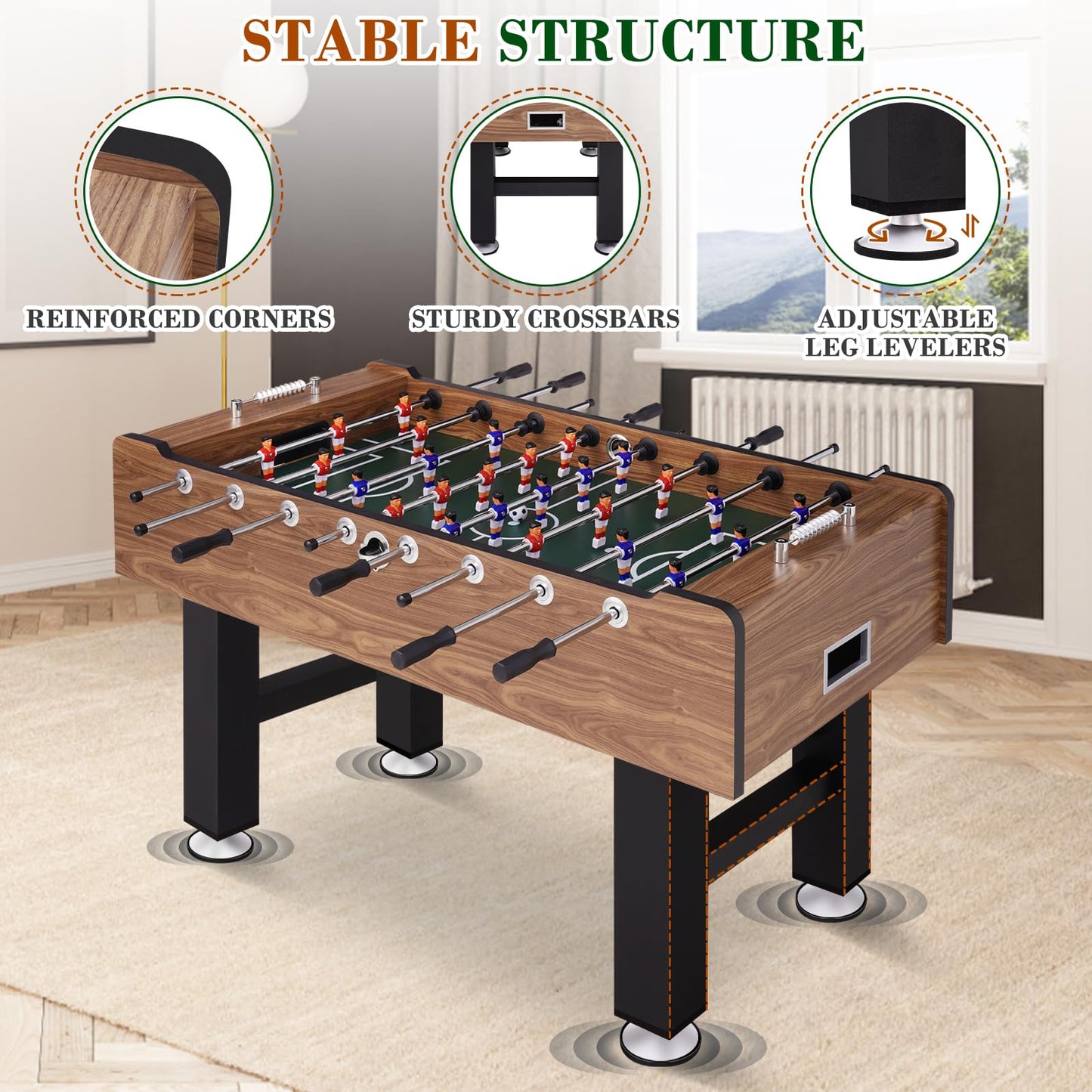 Full-Size Foosball Table with 2 Balls