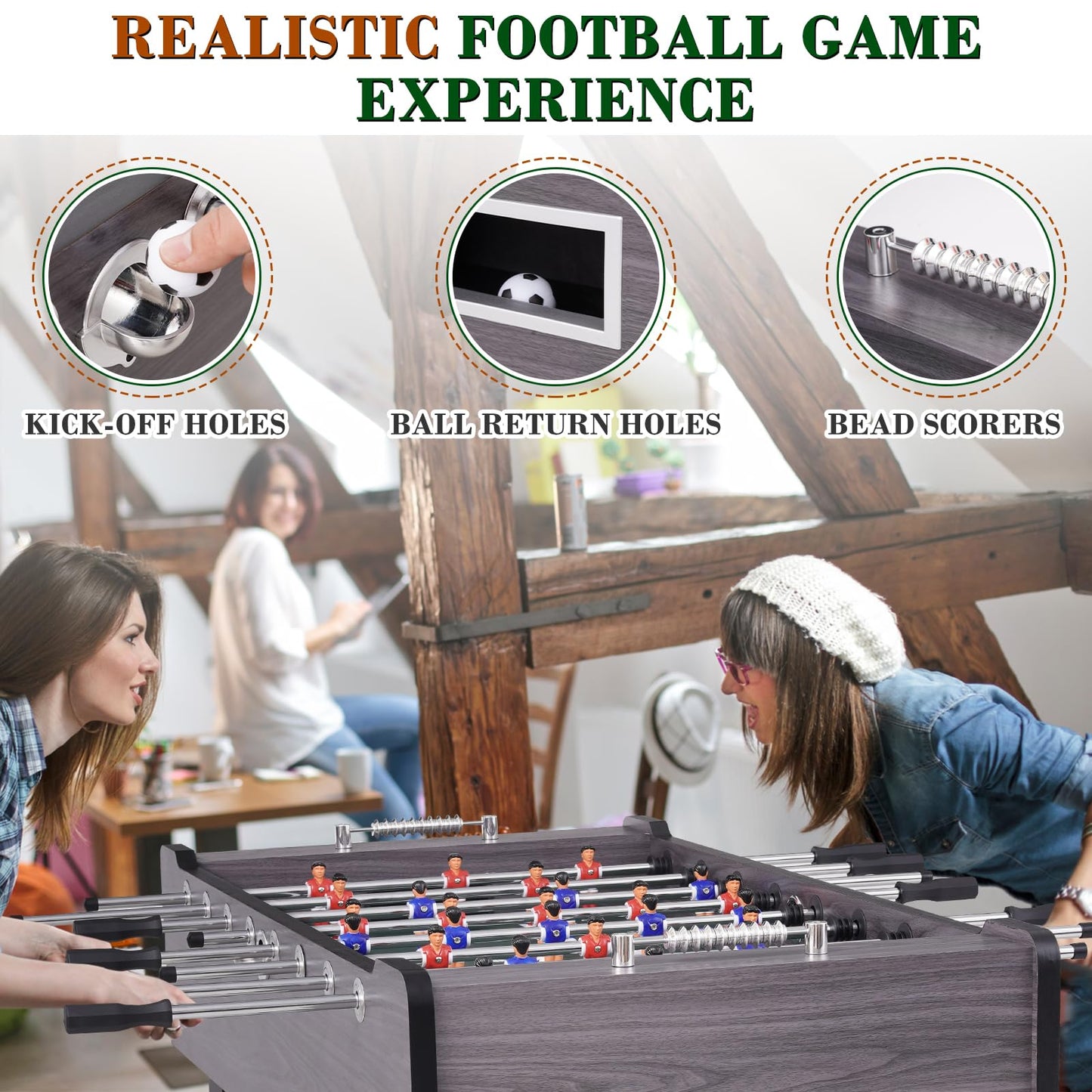 Full-Size Foosball Table with 2 Balls