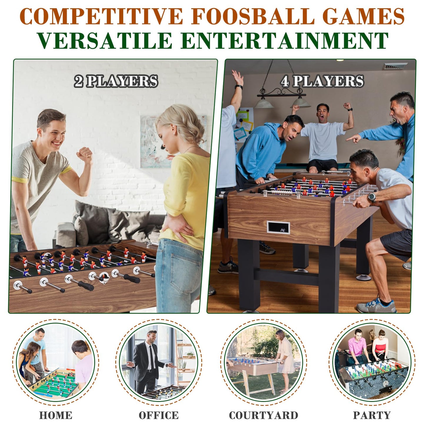 Full-Size Foosball Table with 2 Balls