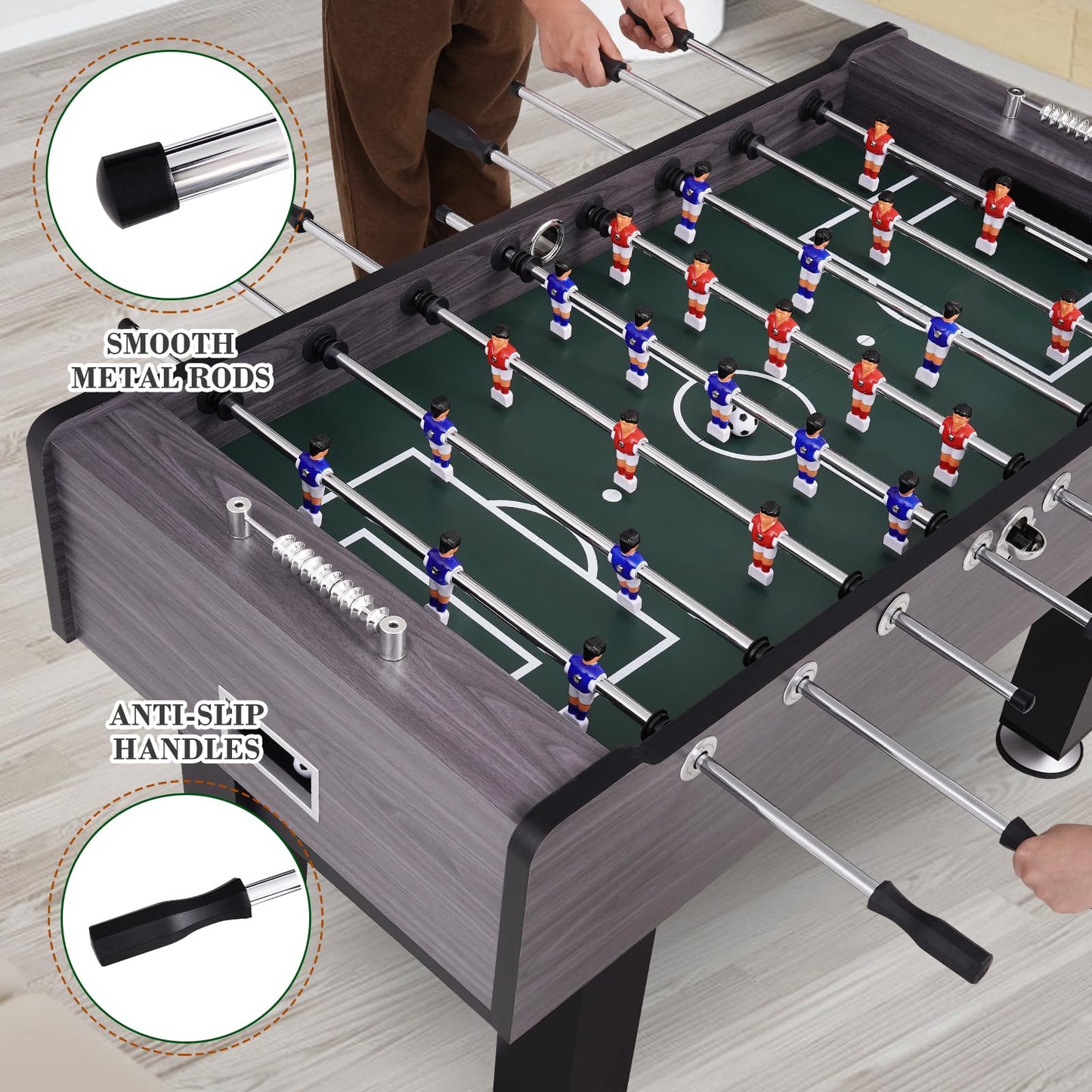 Full-Size Foosball Table with 2 Balls