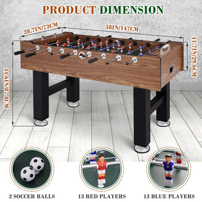 Full-Size Foosball Table with 2 Balls